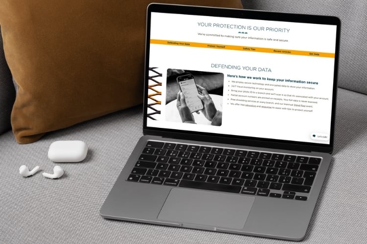 Security page on EastRise Credit Union website