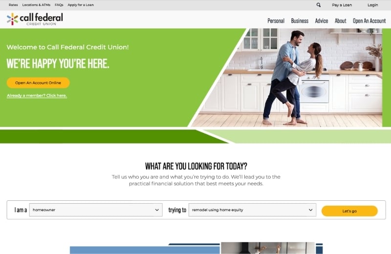 Call Federal Credit Union Website Homepage