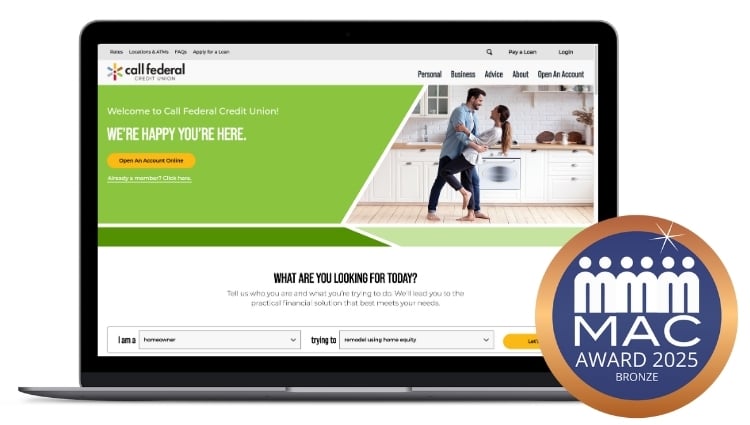 Call Federal Credit Union wins a Bronze 2025 MAC Award in the credit union website transformation category