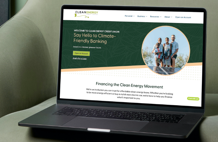 Clean Energy Credit Union website on laptop