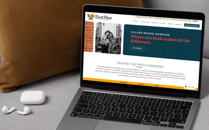 EastRise Credit Union values-based banking page
