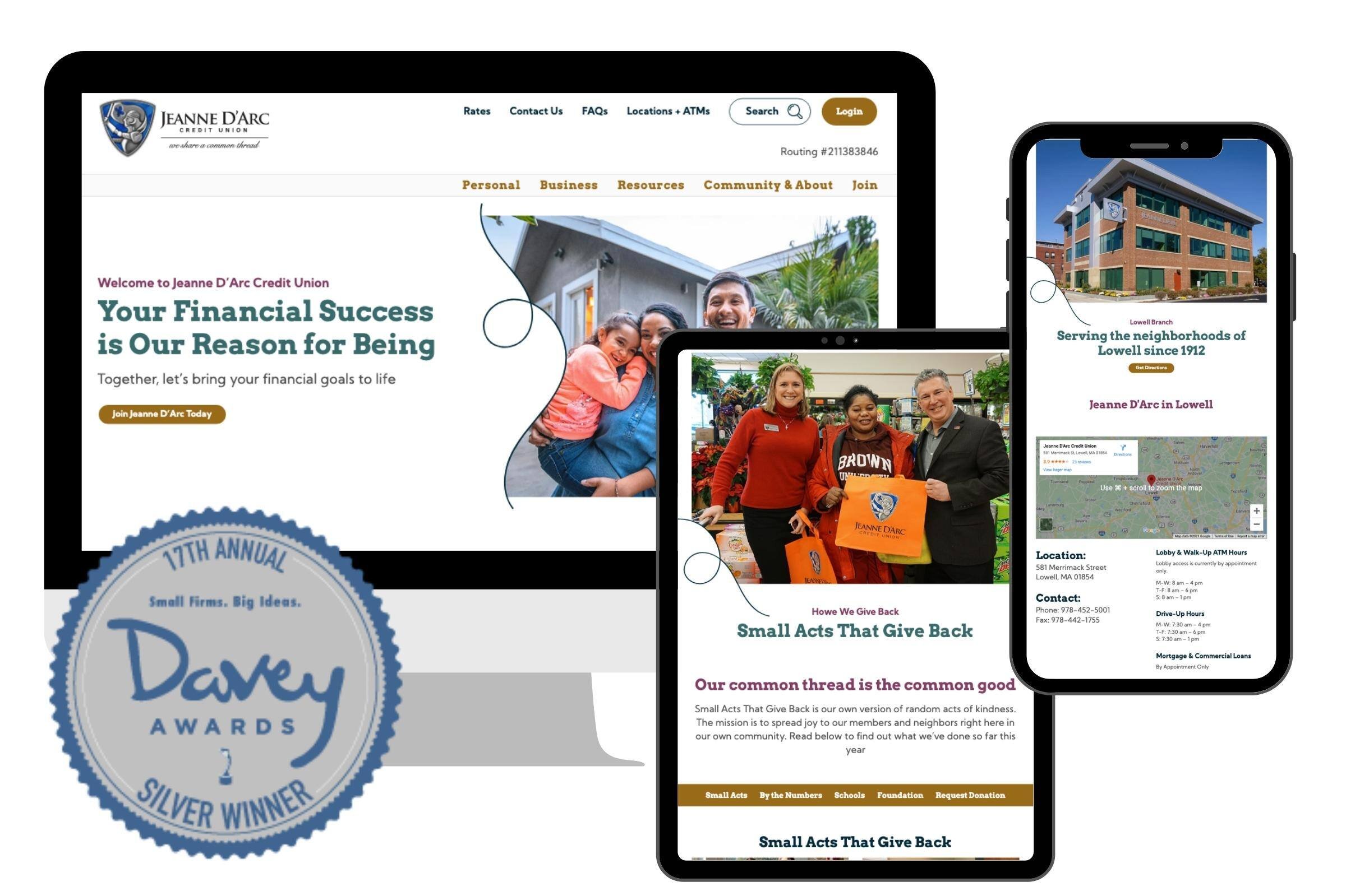 Jeanne D'Arc Credit Union wins a 2021 Davey Award