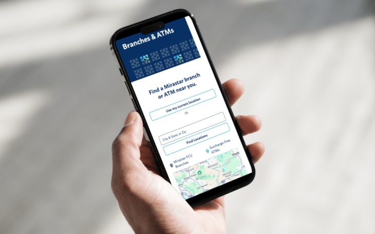 Mobile ATM Finder on Mirastar FCU's new website
