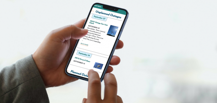 OPALCO Outage Center on mobile