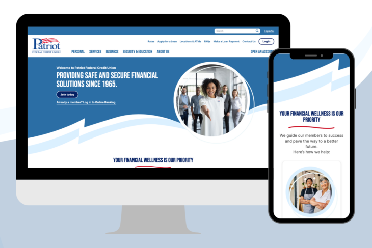 Patriot Federal Credit Union website on desktop and mobile