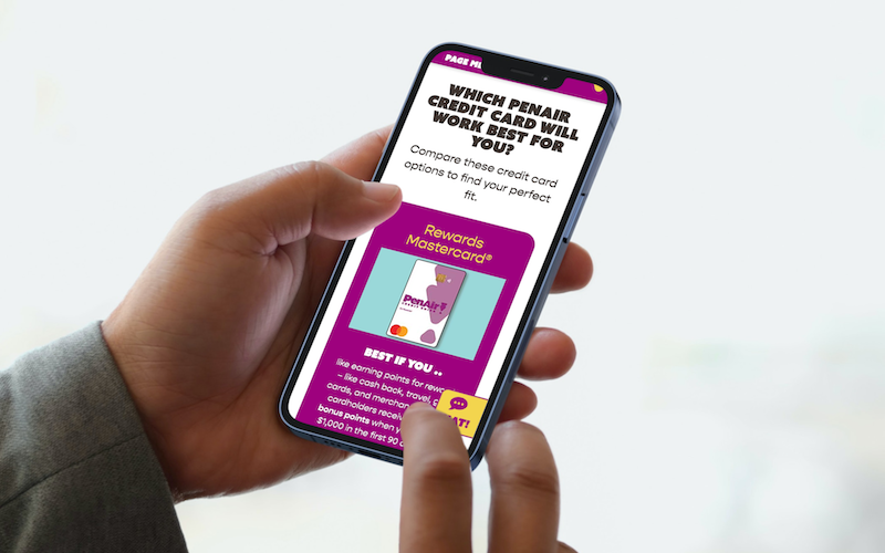 PenAir credit card page on mobile