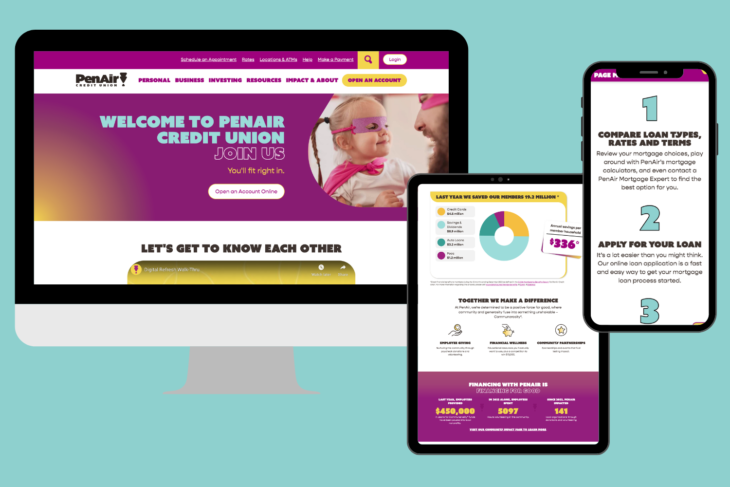 PenAir website on desktop, tablet, and mobile