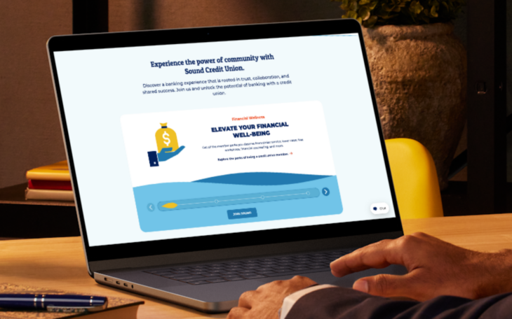 Benefits component on Sound Credit Union homepage