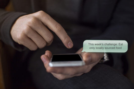 sending a text message about healthy eating