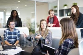 Young professionals in conversation