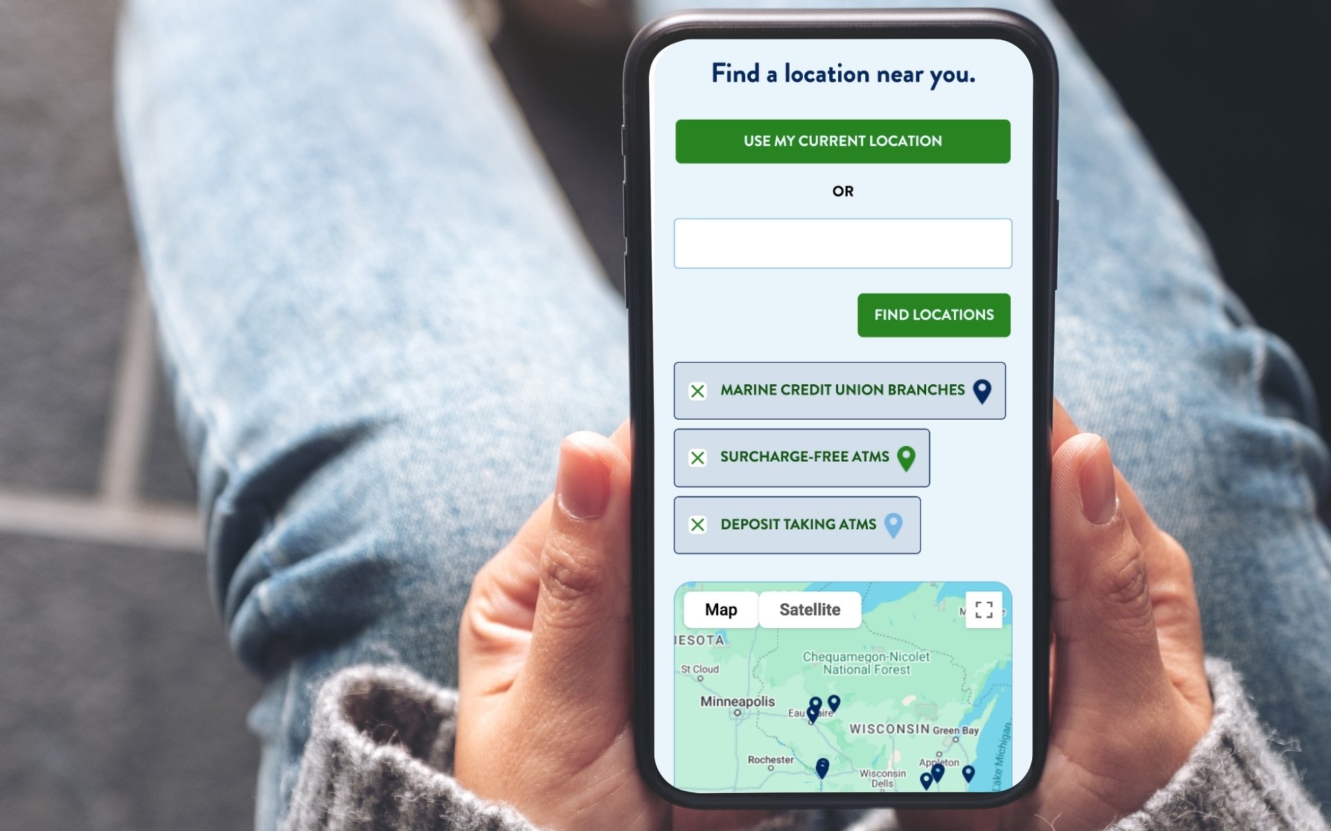 Mobile ATM Finder on Marine Credit Union website