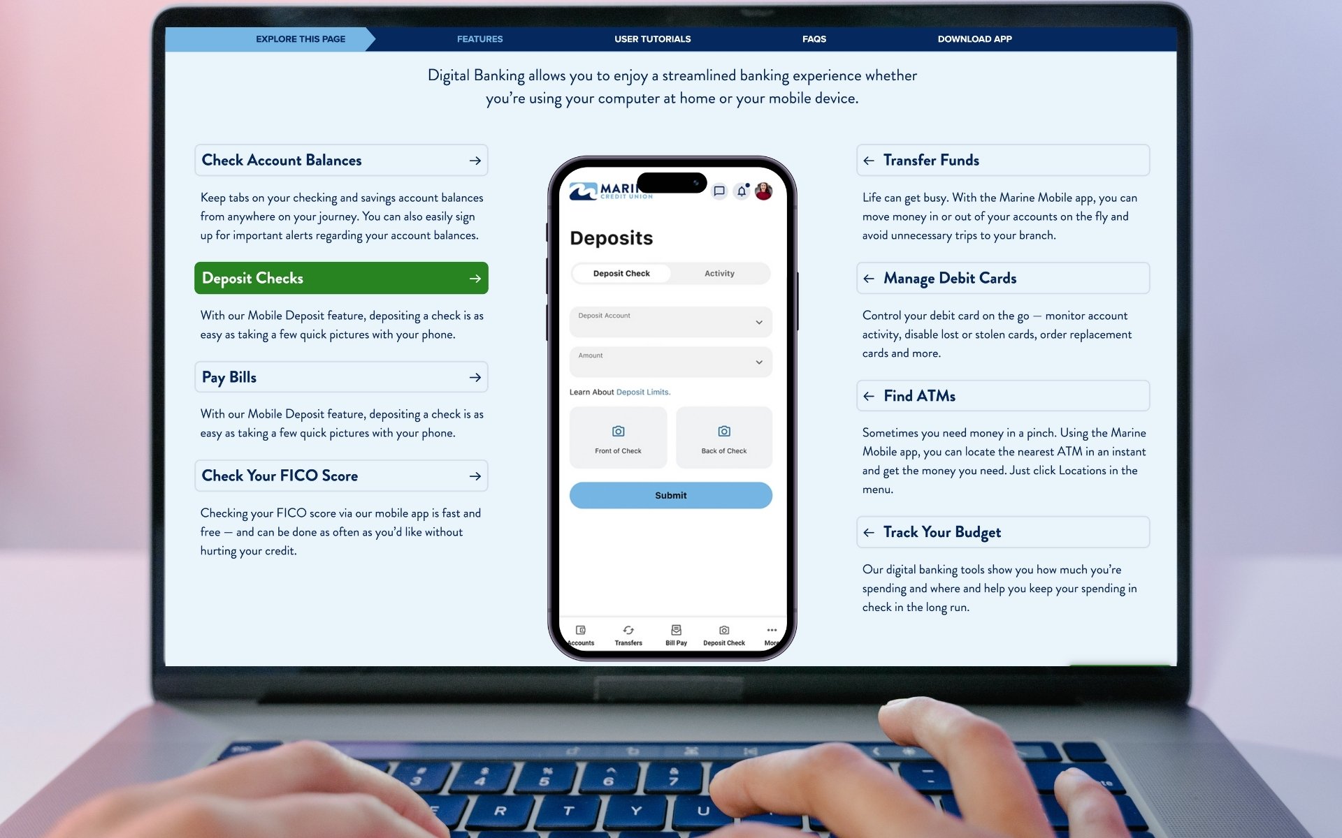 Online and Mobile Banking on Marine Credit Union website