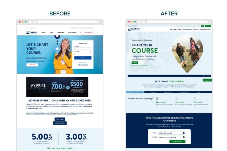 Marine Credit Union Redesign Before & After