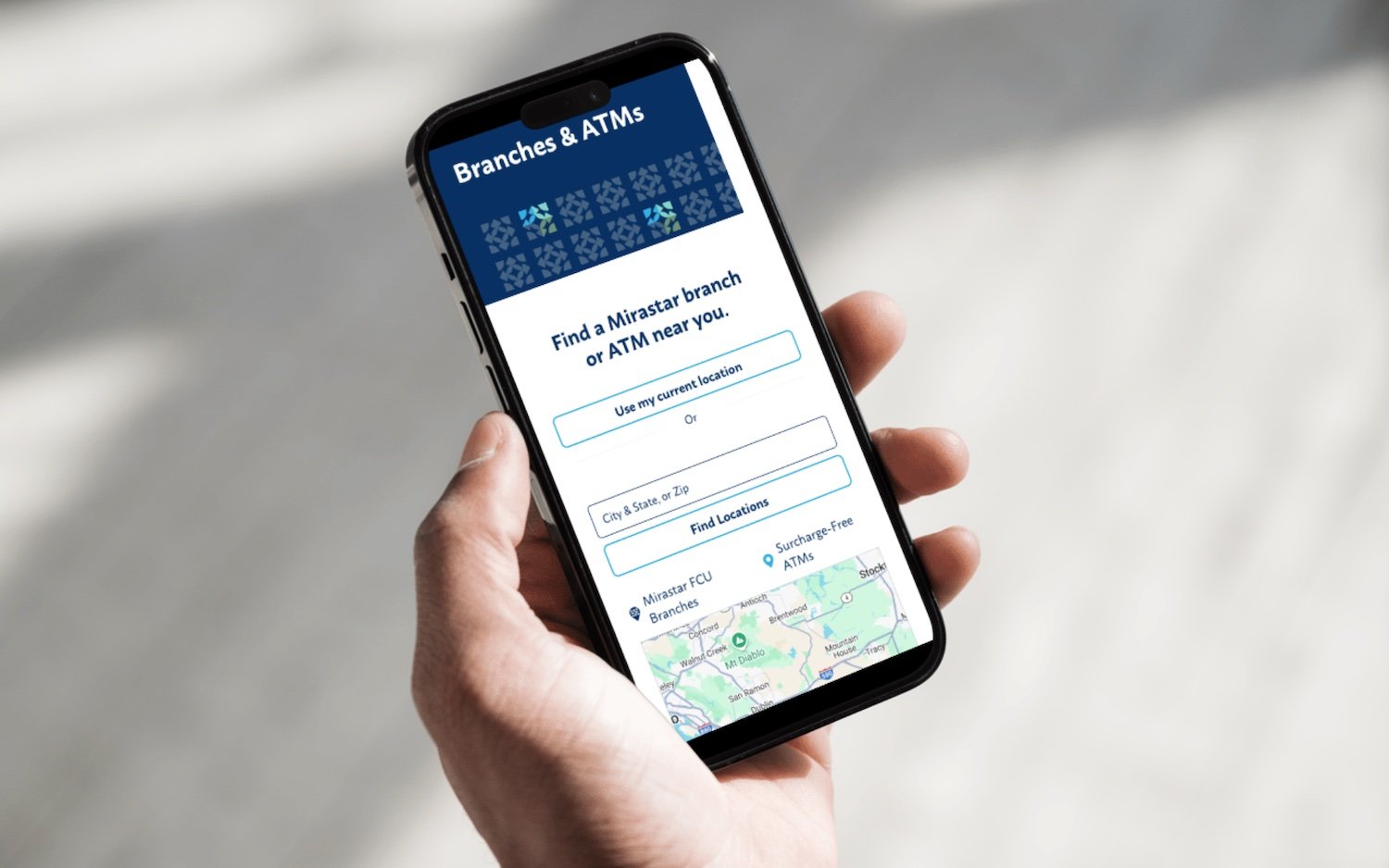 ATM Finder on the new Mirastar Credit Union website