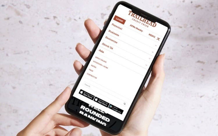 Trailhead Credit Union Mobile Navigation Menu