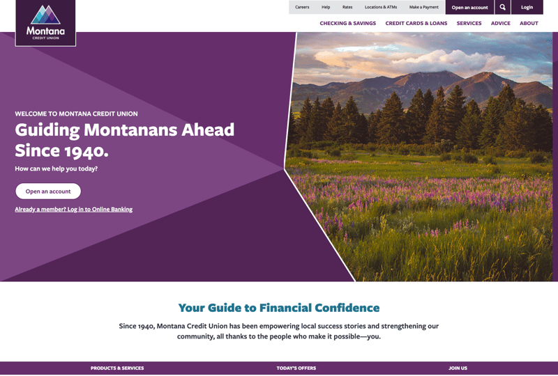 Montana Credit Union website homepage